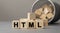 Word HTML made with cube wooden block