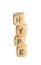 Word Hype of wooden cubes with letters on white background