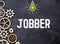 word Jobber on black background, concept business