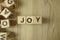 Word joy from wooden blocks