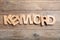 Word KEYWORD made of letters on wooden background