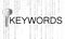 Word Keywords, key and binary code on background. SEO direction