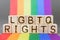 word lgbtq rights wooden cubes letters