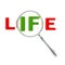 Word life under the magnifier isolated