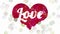 Word Love in heart by animated paint dots