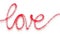Word love with red sparkles