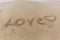 Word love on the sand