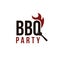 Word mark Barbeque with fork on Q and fire logo design