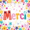 Word Merci Thanks in French typography unique lettering decorative text floral card