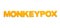 Word Monkeypox made of yellow letters on white background, top view