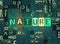 The word Nature as neon glowing unique typeset symbols, luminous letters nature