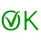 Word OK with a green checkmark of approval, approved sign vector icon green tick ok