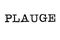 The word `PLAGUE` from a typewriter on white