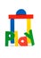 The word play and wooden building blocks