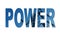 The word power with an image of an electricity pylon inside the text