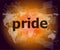 The word pride on business digital touch screen