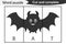 Word puzzle, bat in cartoon style, halloween education game for development of preschool children, use scissors, cut parts of the