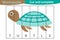 Word puzzle, turtle in cartoon style, education game for development of preschool children, use scissors, cut parts of the image