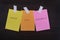 Word quotes of work life balance on colorful sticky papers against wooden textured background