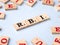 Word RBI written on wooden cubes stock image.