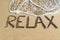 Word relax on beach