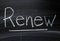 The word Renew on a Blackboard