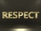 The word Respect written with gold texture. Letters in yellow color. Concept illustration. 3D