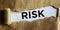 Word RISK on torn paper - business and financial concepts