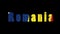 Word Romania in national flag colors, alpha channel