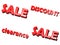 Word - sale, discount, clearance, red on white