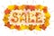 Word Sale with frame made of bright maple leaves