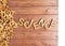 Word science made with wooden letters