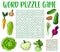 Word search game worksheet with farm vegetables