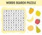Word search puzzle. Fruit
