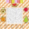 Word search  puzzle about fruits. Educational game for learning English words. Kawaii  crossword for kids.