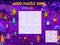 Word search puzzle game, cartoon vitamin wizards