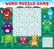 Word search puzzle game with monster characters