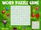 Word search puzzle game worksheet, berries on yoga