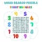 Word search puzzle. Vector education game for children.