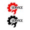 Word service with gears and wrench vector. Flat vector illustration on white background