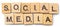 Word Social Media in scrabble tile letters from above
