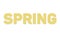 Word spring on white background. The background of the text consists of yellow flowers. Spring concept