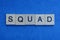 Word squad made from gray letters