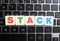Word Stack on keyboard background
