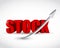 The word stock and a up arrow. illustration