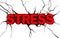 Word stress in red color with cracks over white