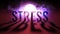 Word Stress, text digital, animated background, moonlight and swirling clouds. Looped video