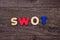 Word Swot from wooden letters