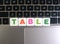 Word Table on keyboard background