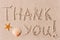 Word of thank you to sand or seashells